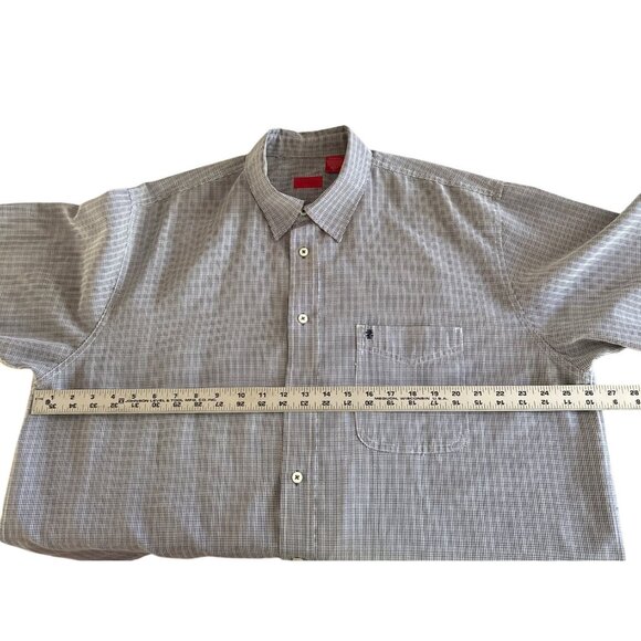 Izod Mens Short Sleeve Button-Up Shirt Gray Plaid Checkered Size XL - Picture 4 of 5